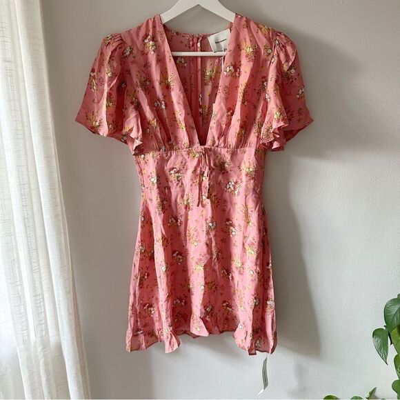 Reformation Mya Mini Dress Floral Print Ruffled Hem - Picture 3 of 6